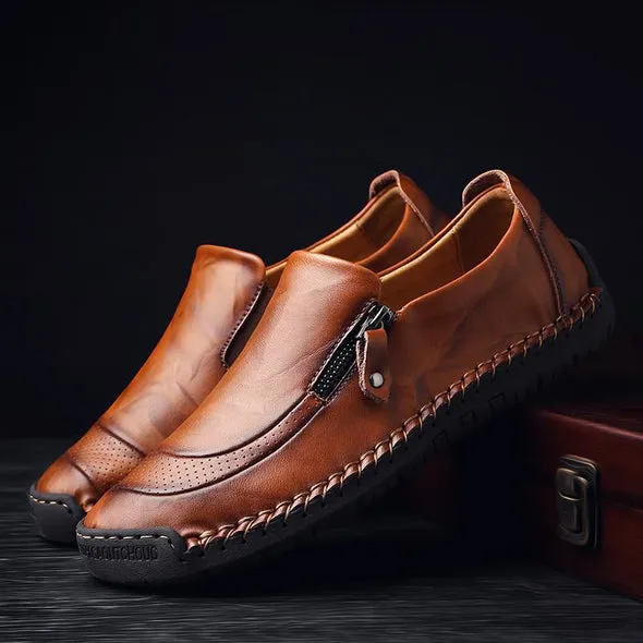 2024 Men Hand Stitching Zipper Slip-ons Shoes