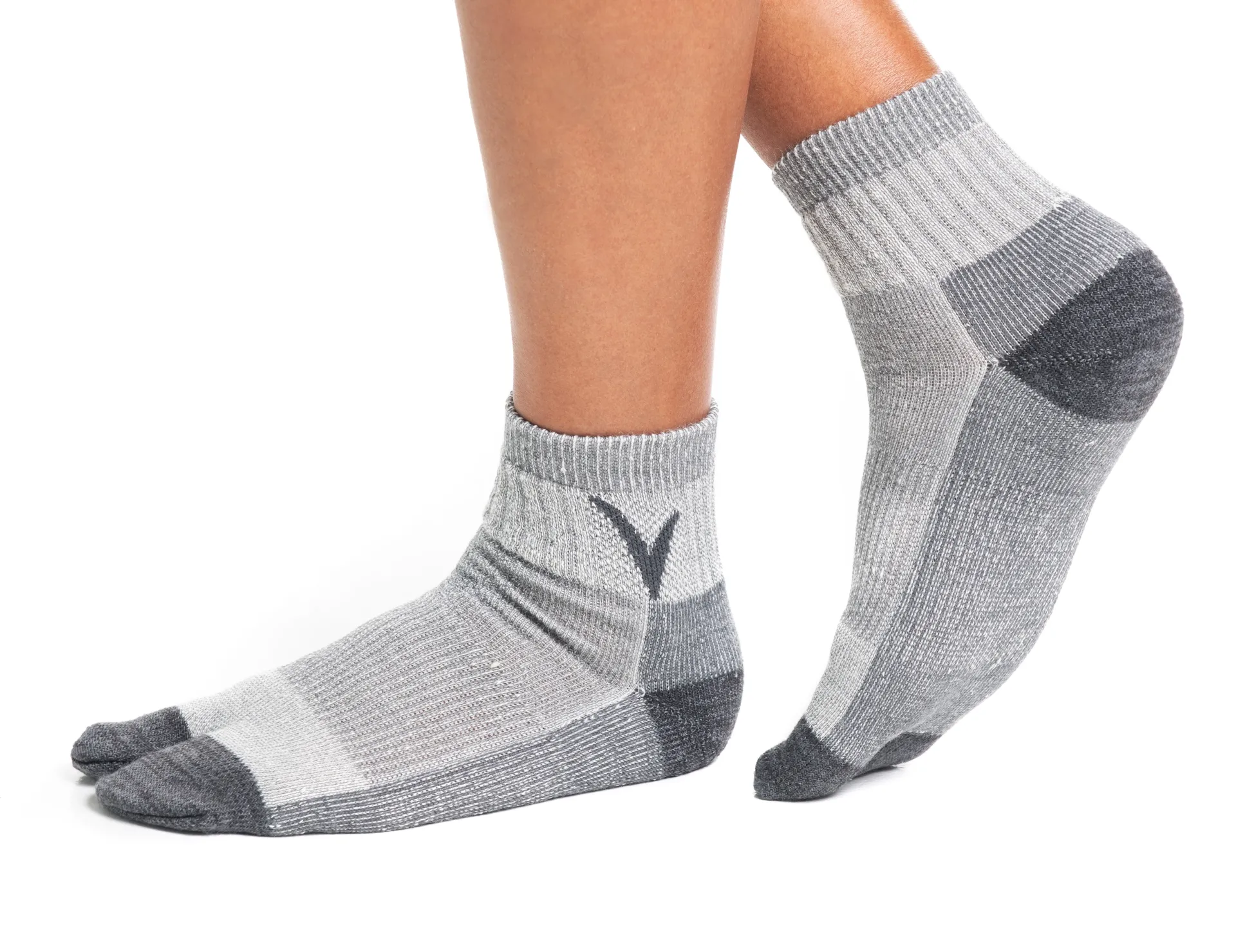 3 Pairs Wool Light Grey  For Hiking Or Casual Flip-Flop VToe Tabi Socks