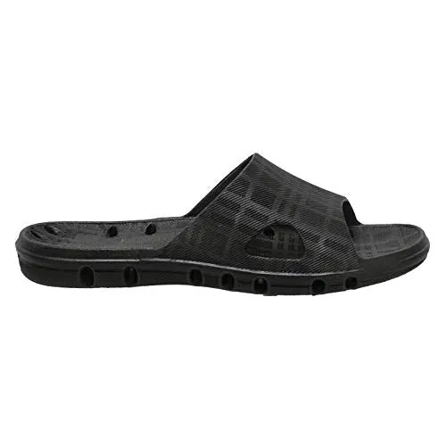 Ad Tec Women’s PVC Slide Sandal, Shower Slipper with Drainage Holes, Comfortable Slides Sandal Non-Slip & Quick Dry, Casual Indoor/Outdoor Slippers Sandal, Black, 6