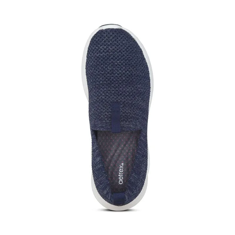 Aetrex Women's Angie Slip Ons- Navy