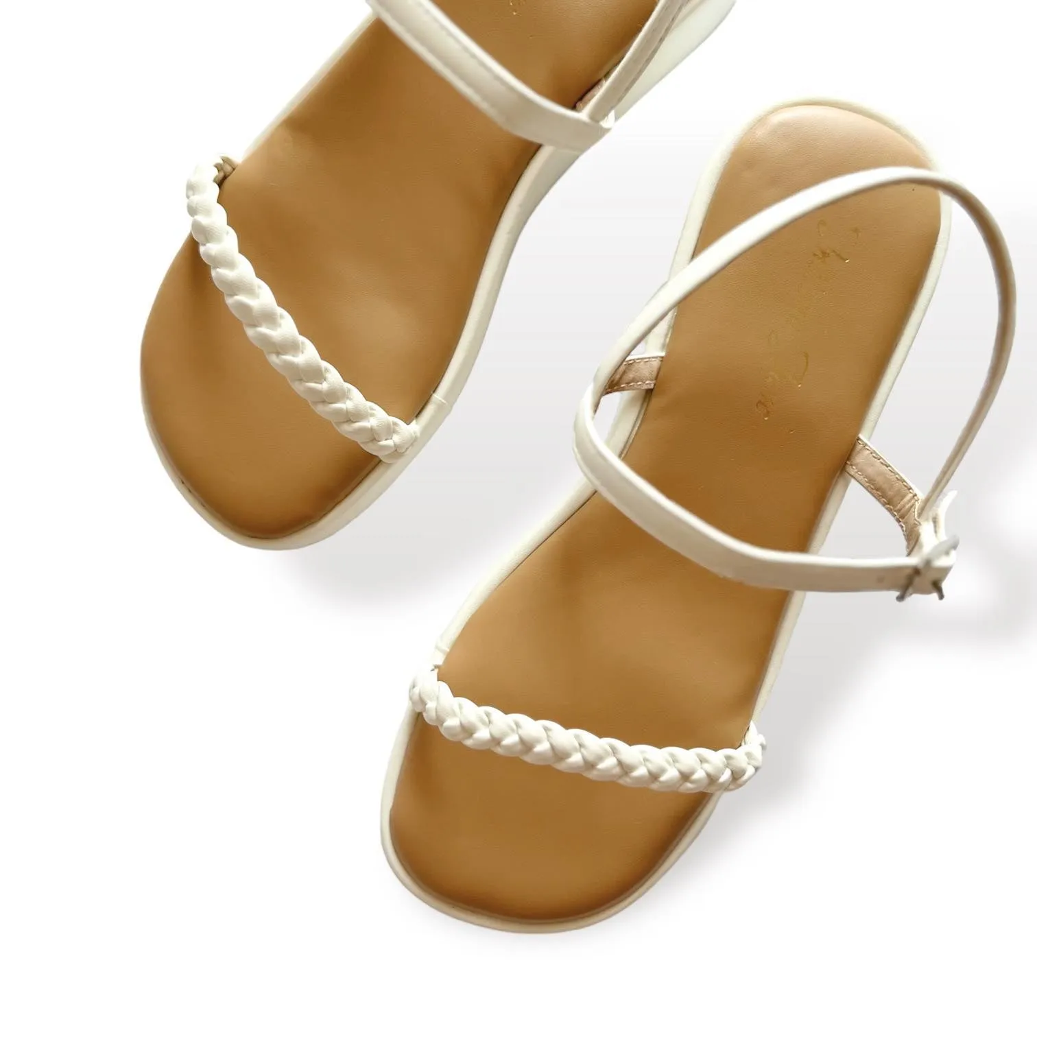 AMELIA Braided White Platform Sandals