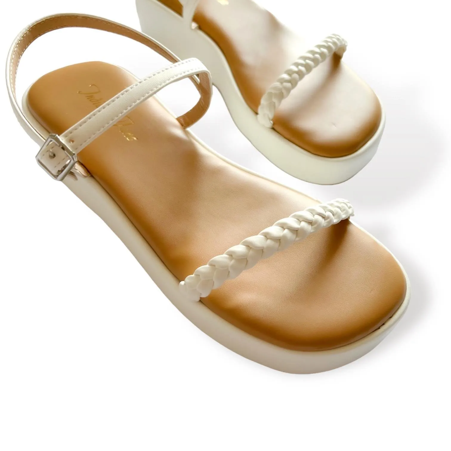 AMELIA Braided White Platform Sandals