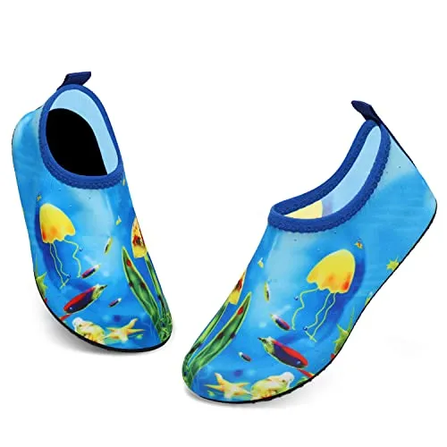 ANLUKE Kids Boys Girls Water Shoes Barefoot Aqua Socks Fast Dry Beach Swim Outdoor Sports Shoes for Toddler ColorPuzzle 24/25