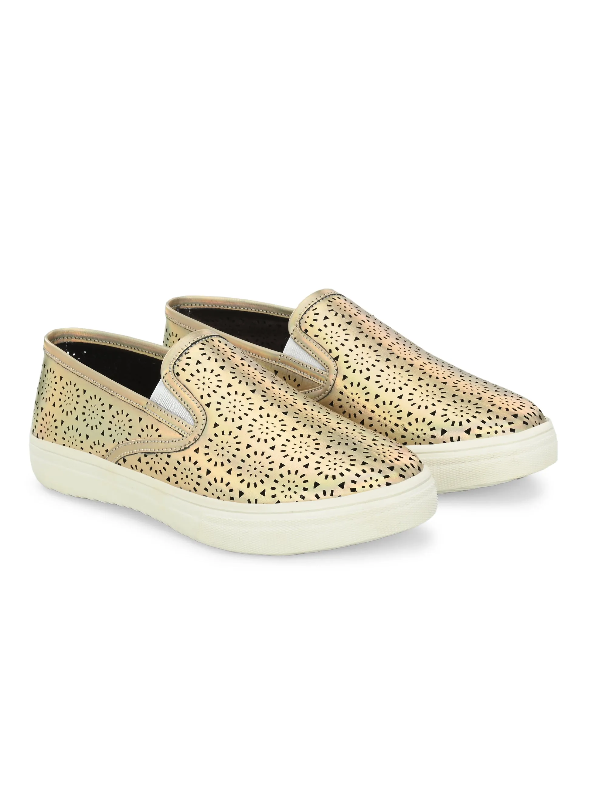 Aurora Women Golden Slip-Ons