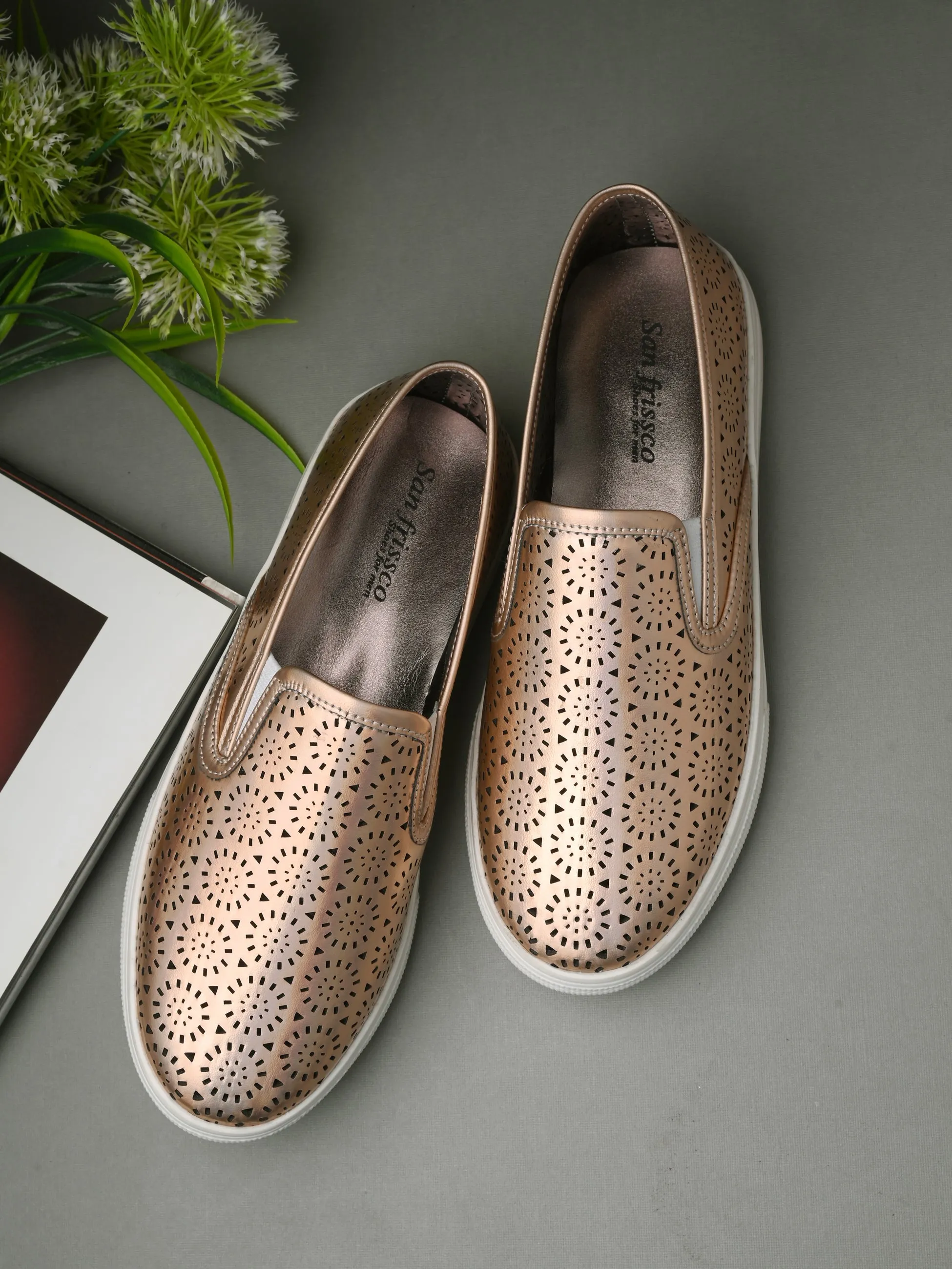 Aurora Women Golden Slip-Ons