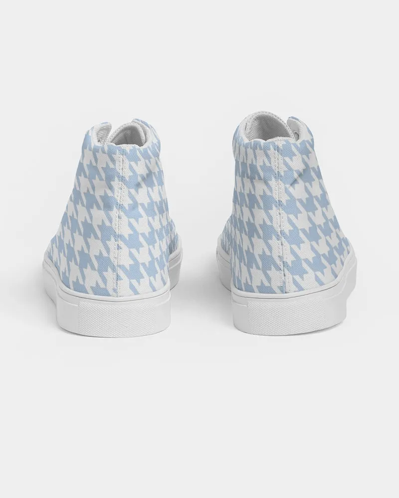 Baby Blue Large Houndstooth Men's Hightop Canvas Shoe