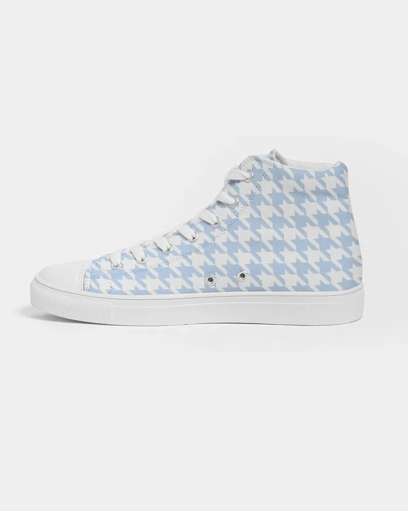 Baby Blue Large Houndstooth Men's Hightop Canvas Shoe