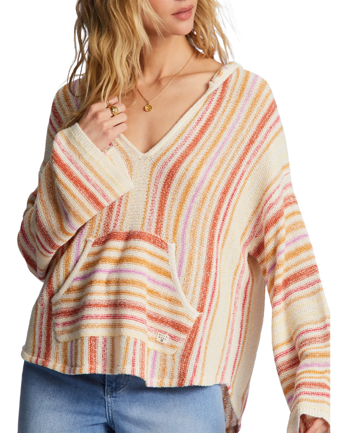 Baja Beach Hooded Jumper in Bright Poppy