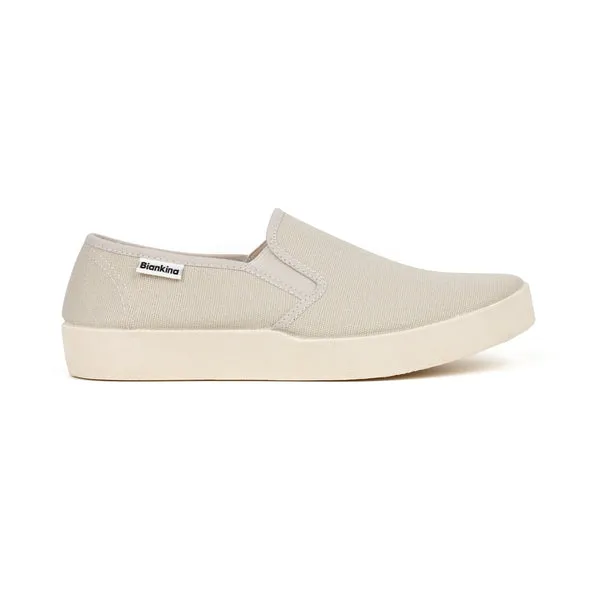 Barcelona Organic Cotton Canvas Slip Ons - Beige Tan