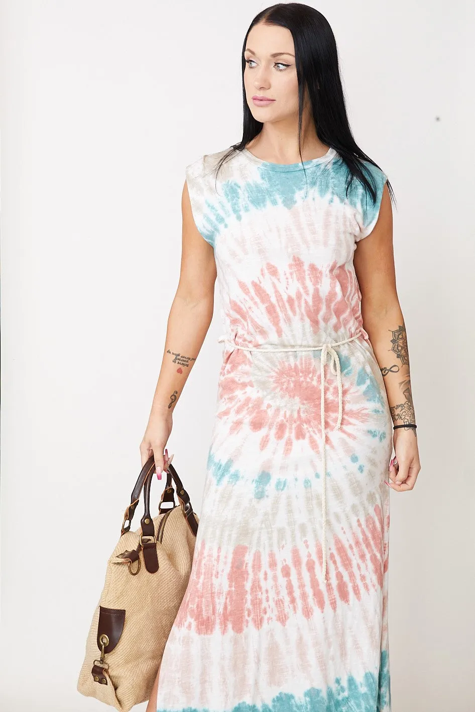 BEACH - SLEEVELESS COTTON DRESS WITH STRING BELT