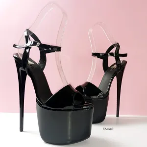 Black Patent Platform Sandals