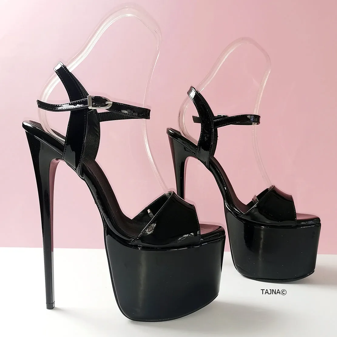 Black Patent Platform Sandals