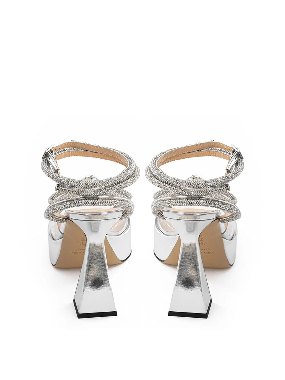 Elegant Silver Double Bow Platform Sandals