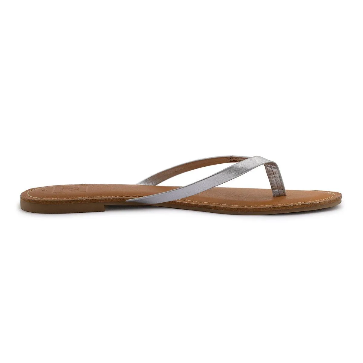 Gap Flipflops Flat Sandals Leather Silver Colour For Women