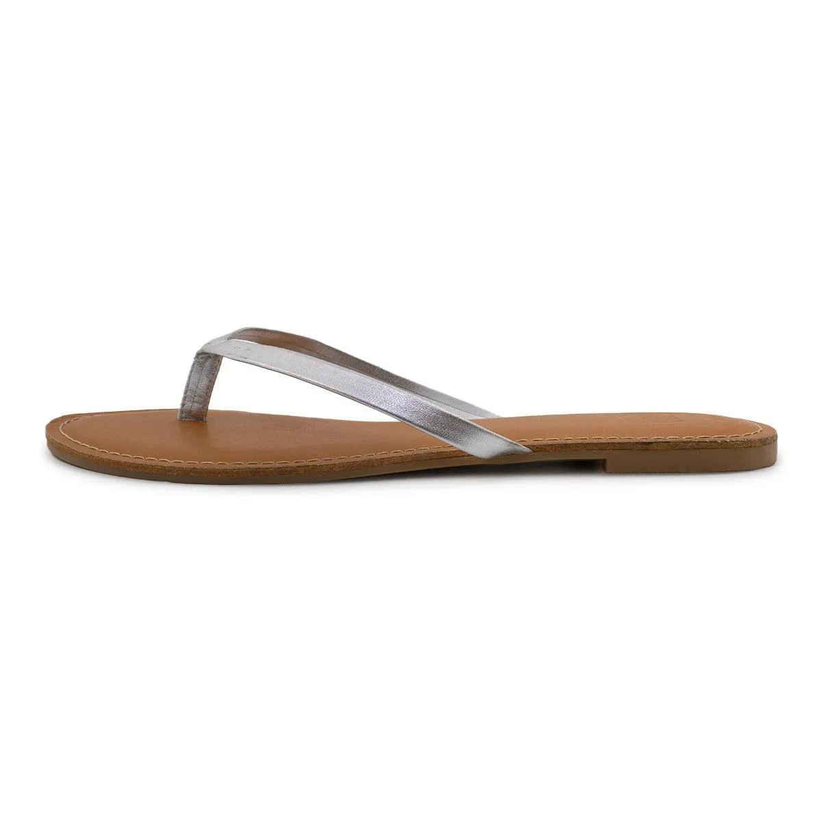 Gap Flipflops Flat Sandals Leather Silver Colour For Women