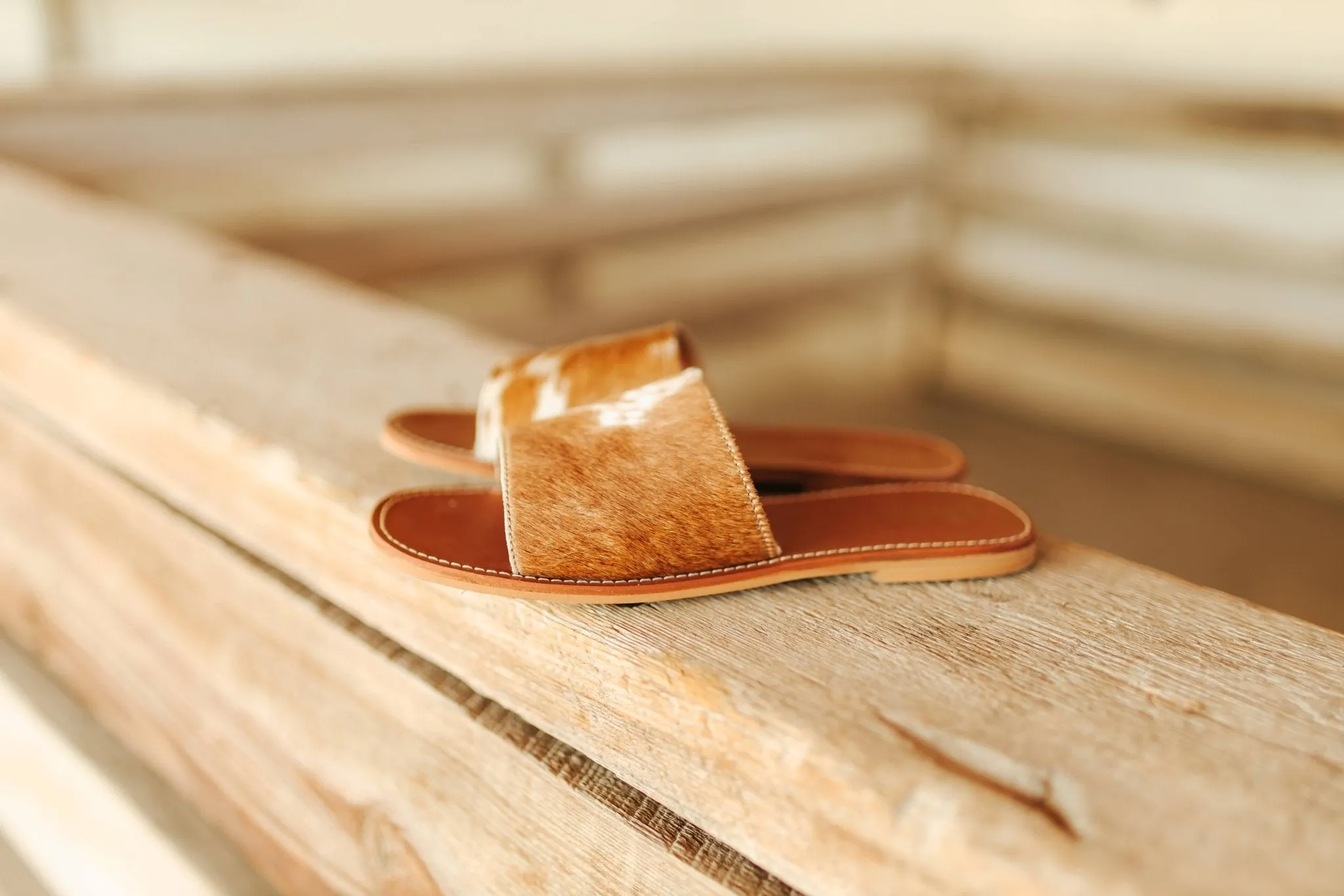 Genuine Cowhide Sandals - Brown