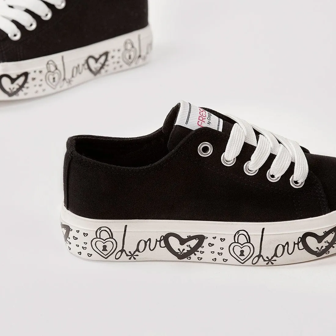 Girl's Black Canvas Sneakers