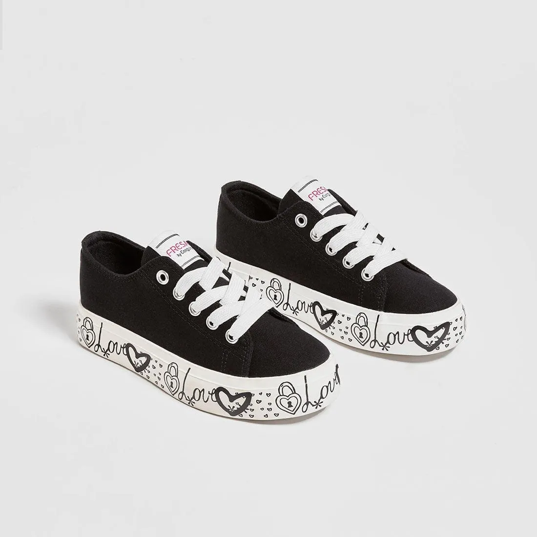 Girl's Black Canvas Sneakers