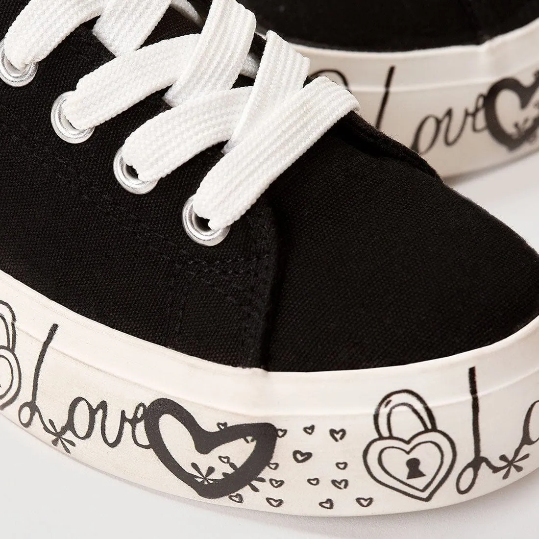 Girl's Black Canvas Sneakers