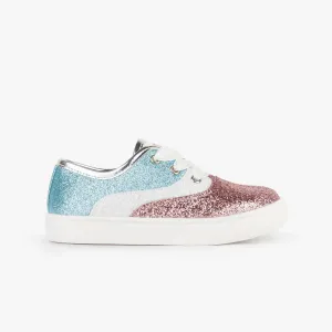 Girl's Pink Blue Glitter Sneakers