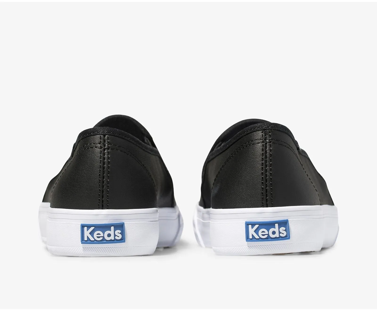 Keds Double Decker Black Leather Slip On Fashion Platform Casual Sneakers