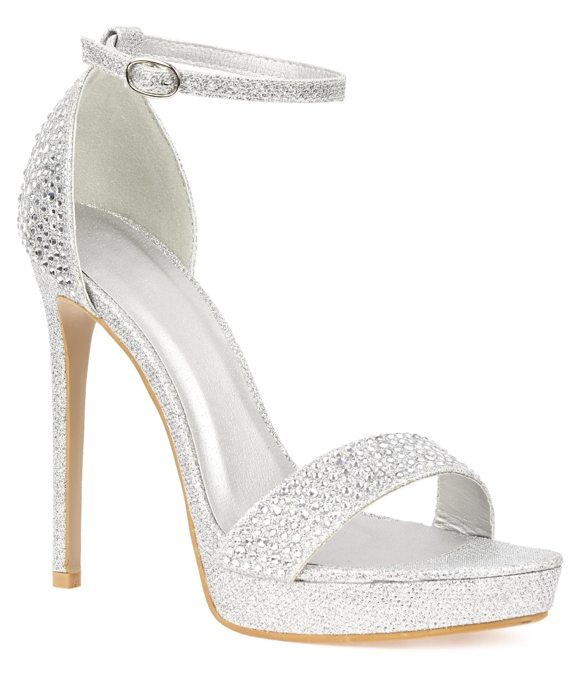 Maia Diamante Platform Anklestrap Sandal in Silver