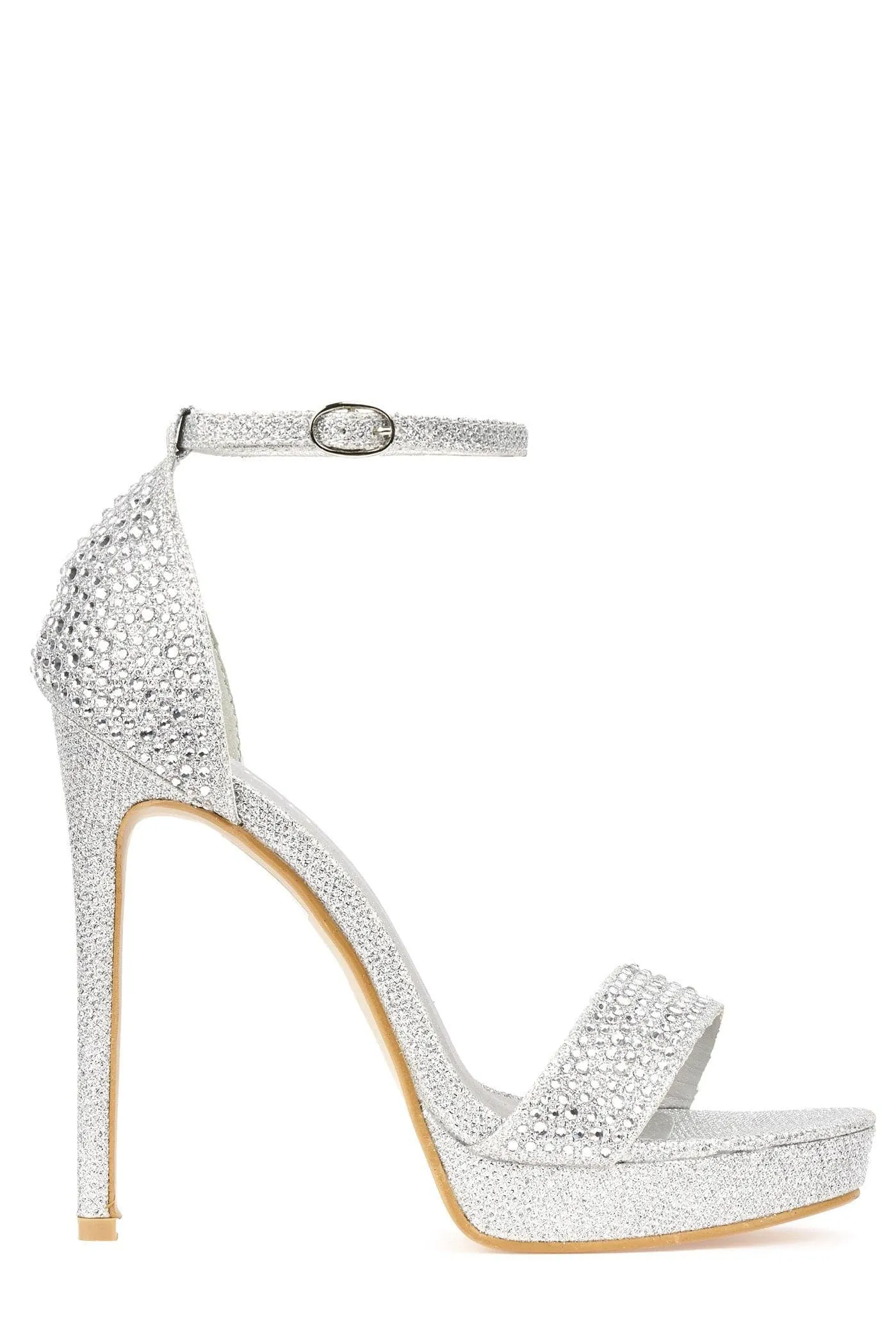 Maia Diamante Platform Anklestrap Sandal in Silver