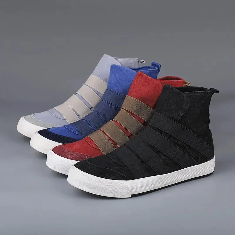 Men's High Cut Strap Canvas Shoes -Casual Lightweight Flat Shoe