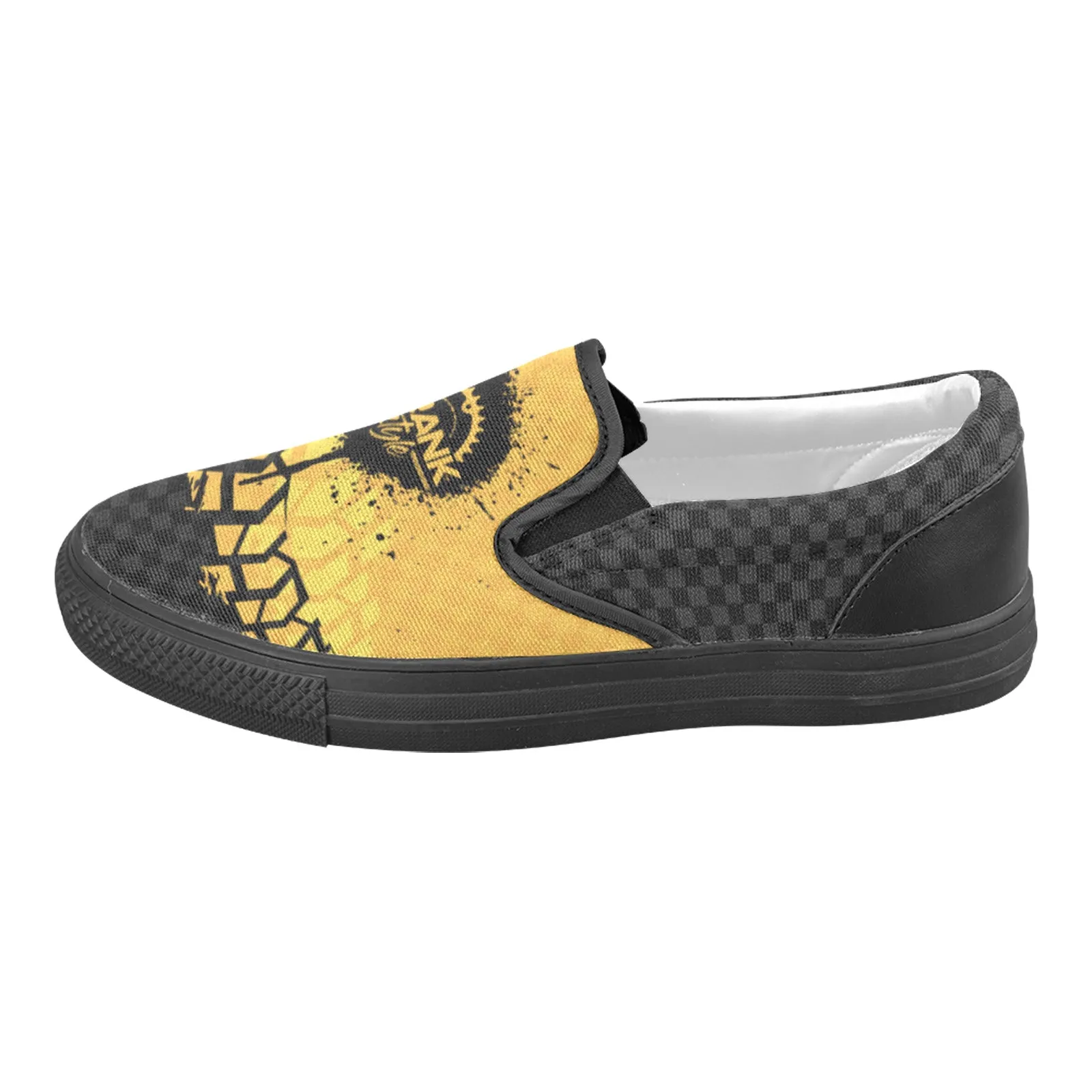 Men's Yellow Tire Check Casual Slip-Ons