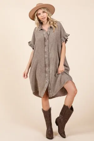 Mineral Wash Cotton Gauze Shirt Dress