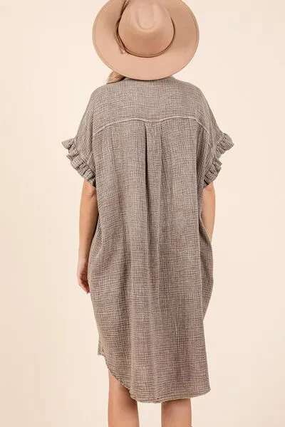 Mineral Wash Cotton Gauze Shirt Dress