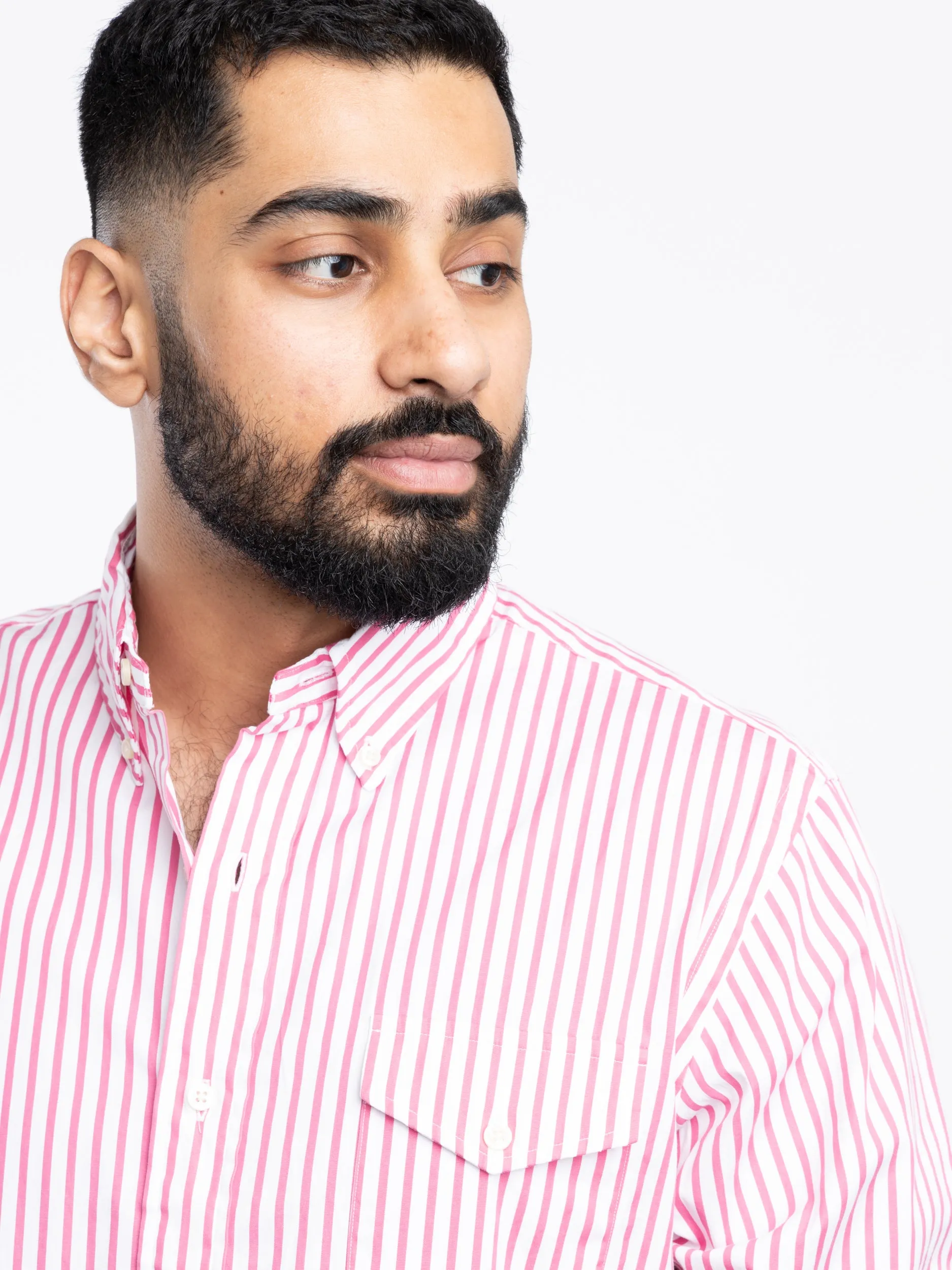 Pink/White Relaxed Fit Striped Cotton Shirt