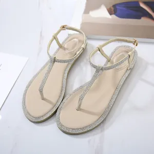 Rhinestone  Elegant Flat Women's Flip Comfortable Girls Beach Flats