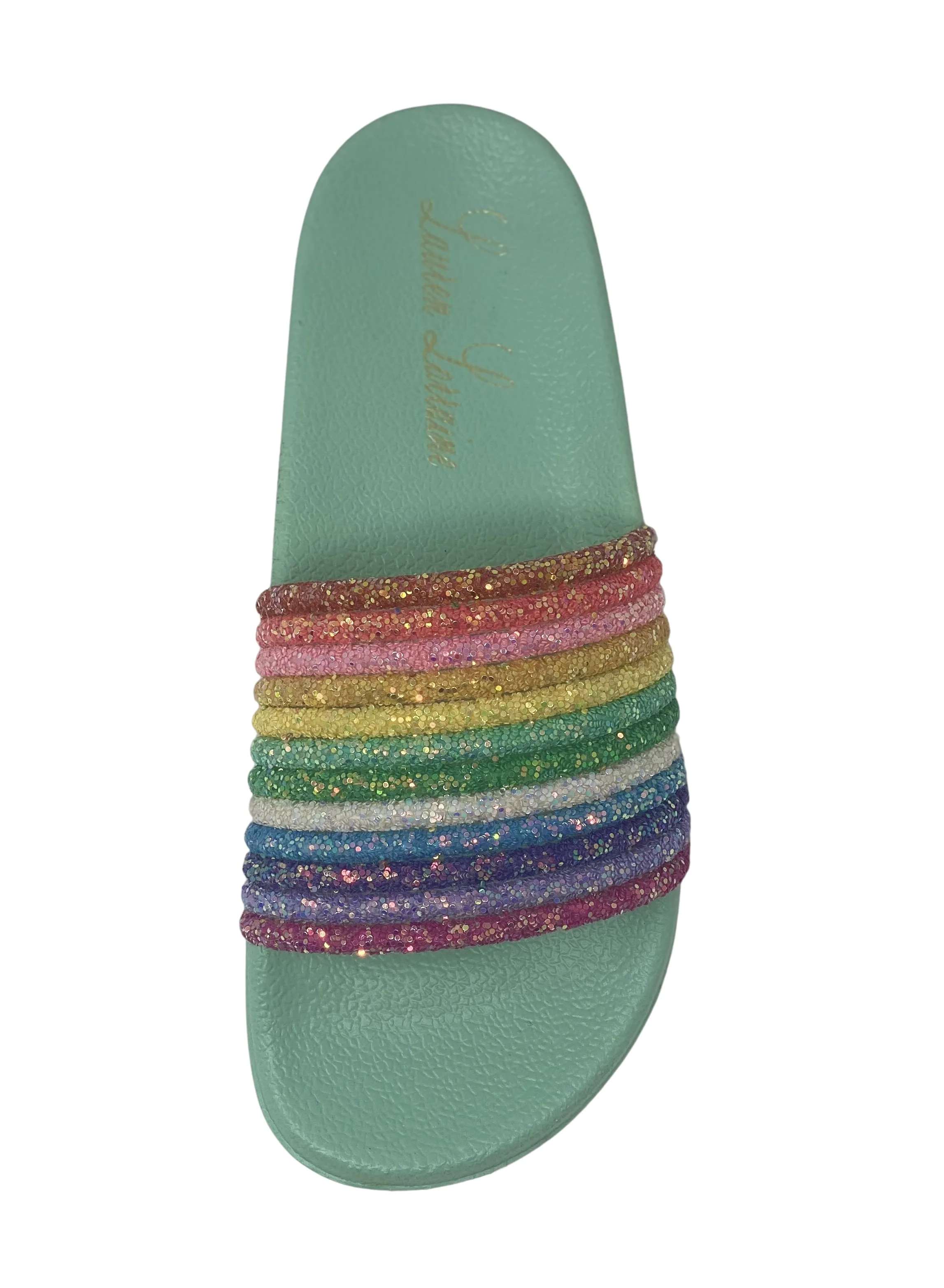 RIA FLAT SLIPPER WITH SPARKLE RAINBOW UPPER