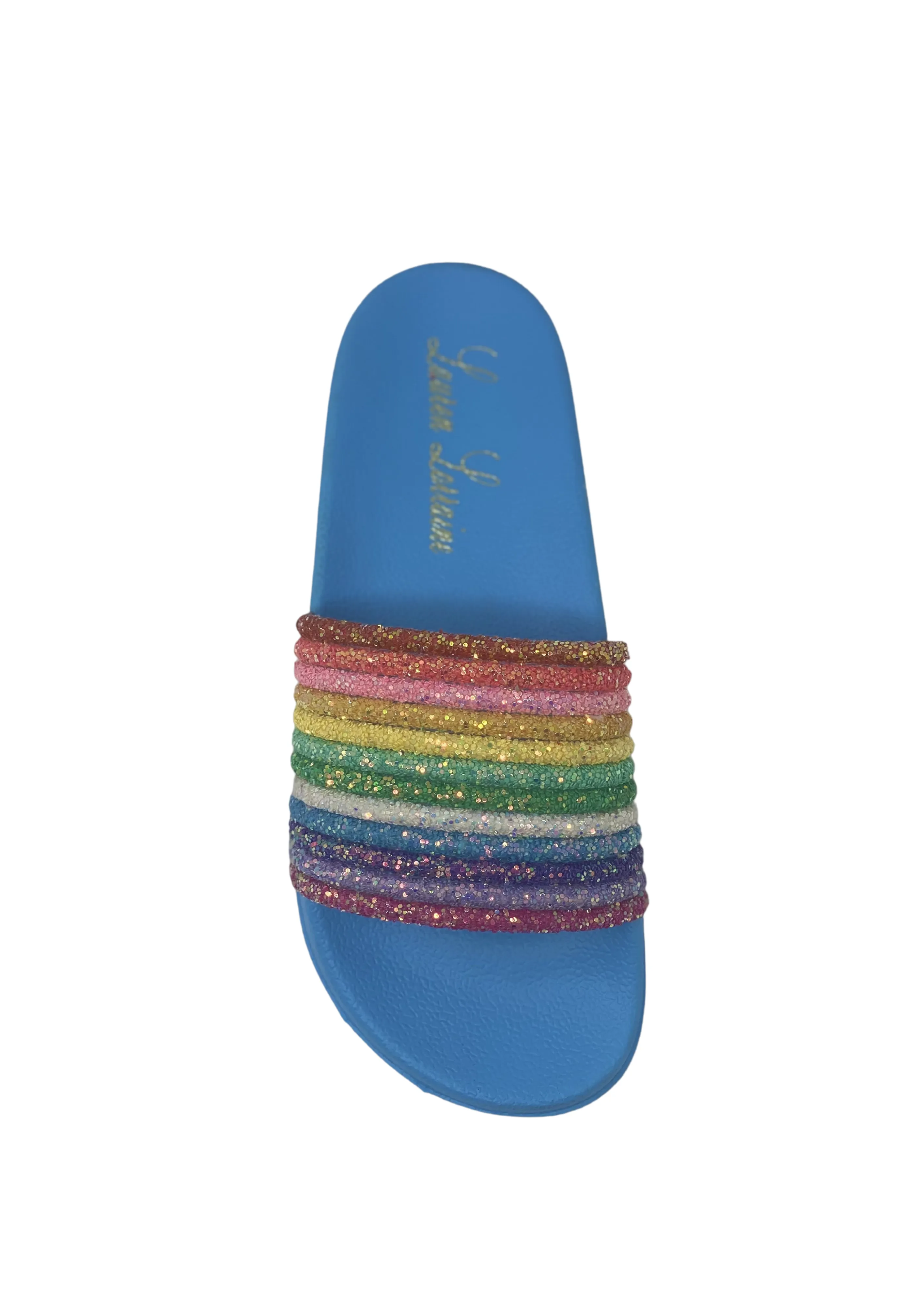 RIA FLAT SLIPPER WITH SPARKLE RAINBOW UPPER