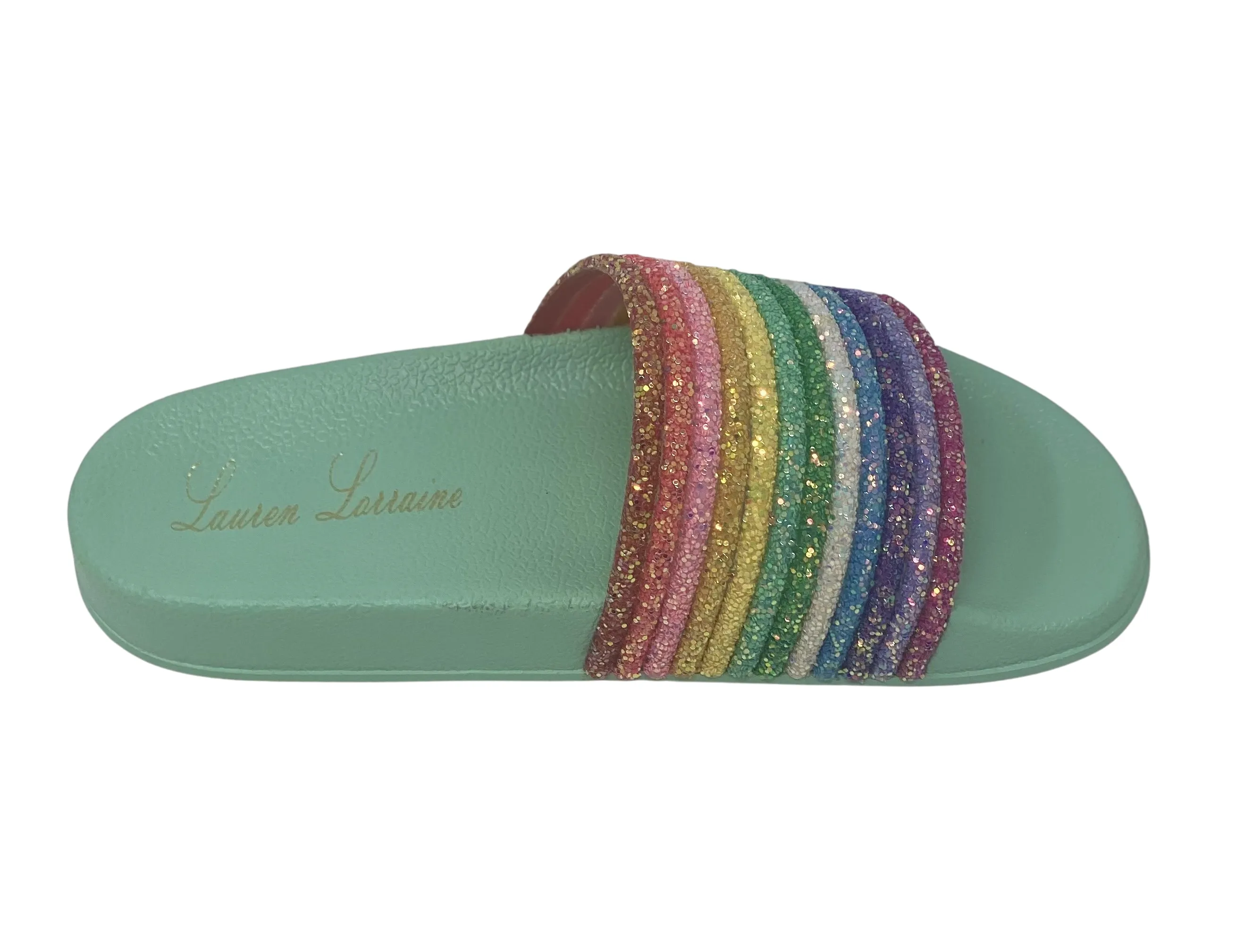 RIA FLAT SLIPPER WITH SPARKLE RAINBOW UPPER