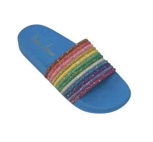 RIA FLAT SLIPPER WITH SPARKLE RAINBOW UPPER