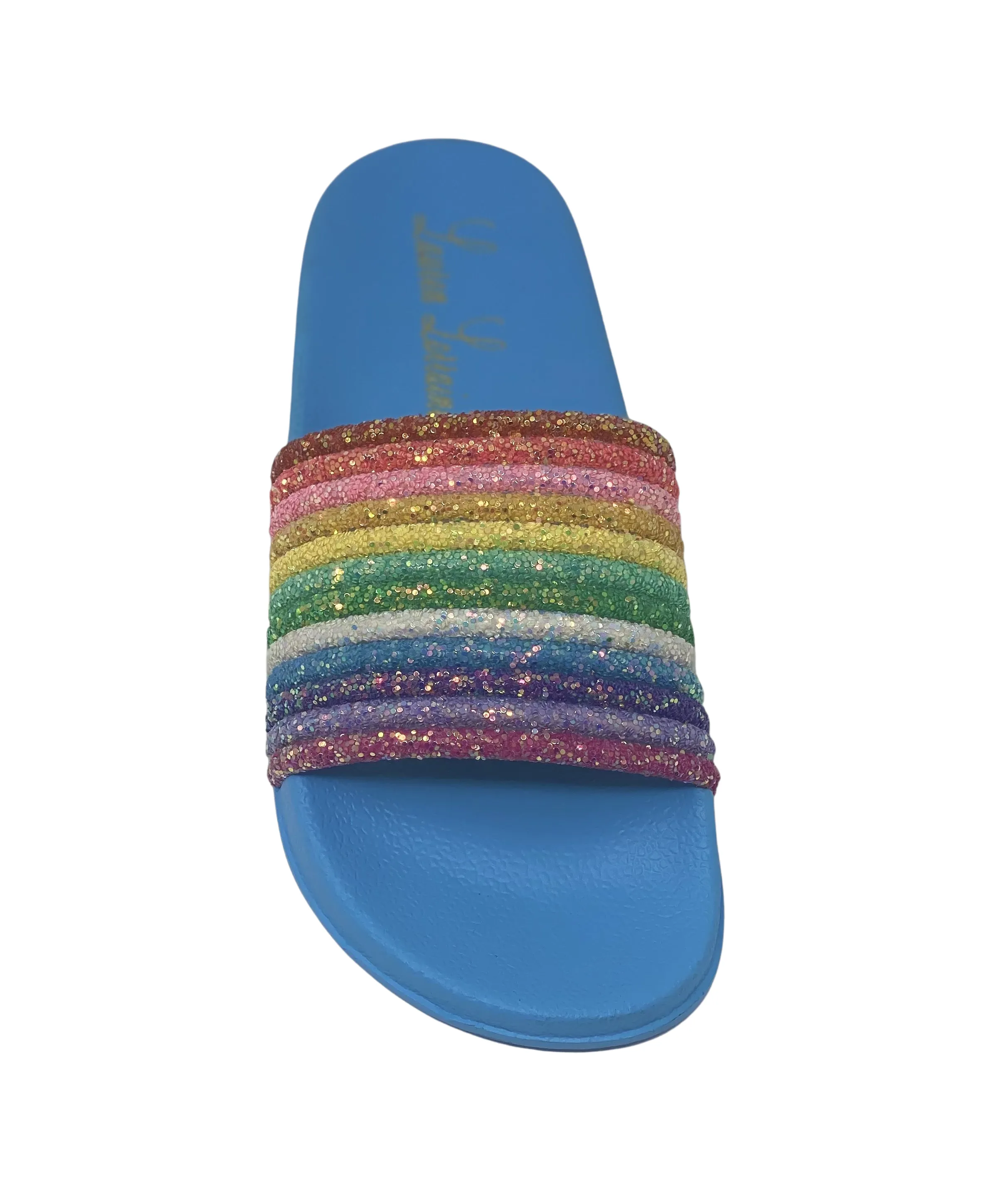 RIA FLAT SLIPPER WITH SPARKLE RAINBOW UPPER