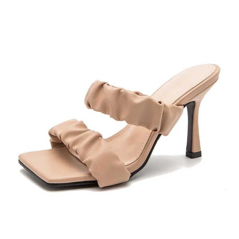 Ruched Detail Heeled Sandals