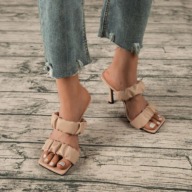 Ruched Detail Heeled Sandals