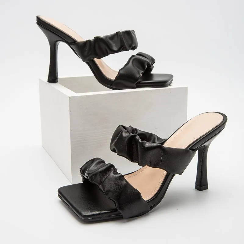 Ruched Detail Heeled Sandals