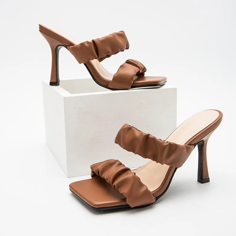 Ruched Detail Heeled Sandals