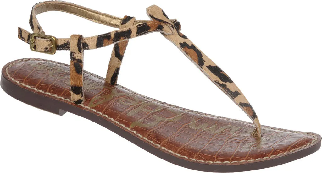 Sam Edelman Gigi Leopard Ankle Strap Thong Flats Thin Strap Sandal