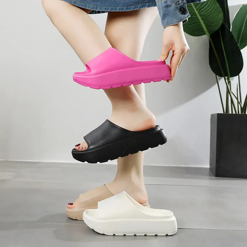 Summer Beach Thick Sole Eva Slippers Women Thick Platform Indoor Home Slides Woman Lightweight Non Slip Bathroom Flip Flops