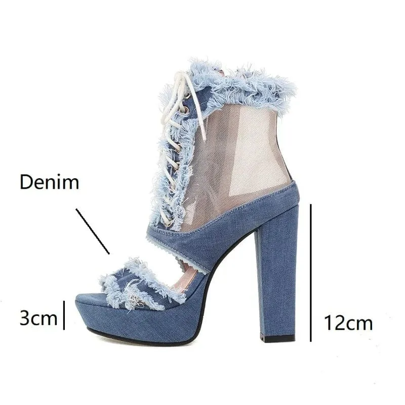 Tania Denim Zip High Heels