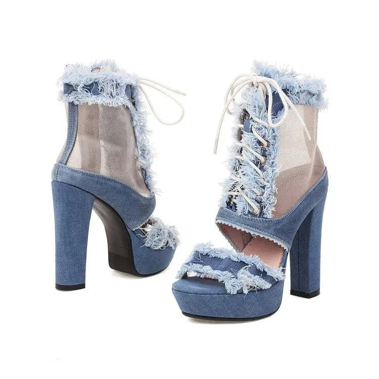 Tania Denim Zip High Heels