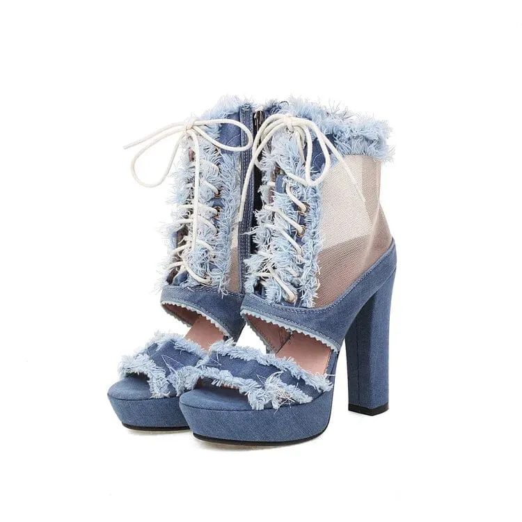 Tania Denim Zip High Heels