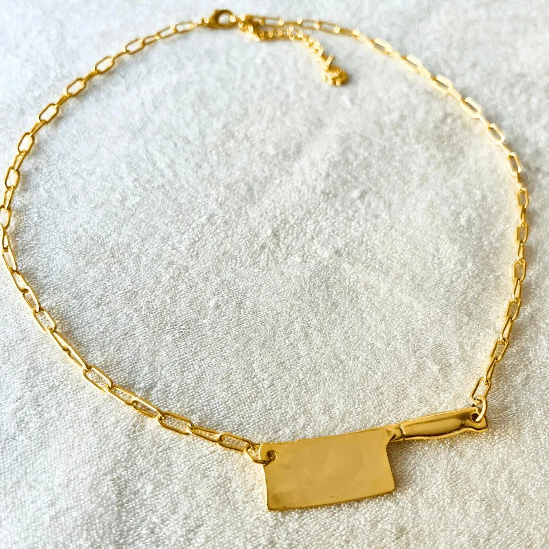 TFC Gold Plated Knife Pendant Necklace