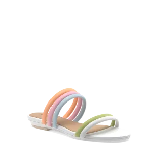 The Slide - White Multi Leather Rope Flat