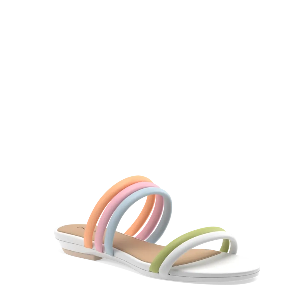 The Slide - White Multi Leather Rope Flat